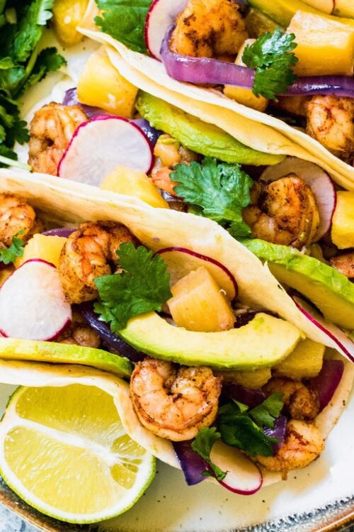 Sheet Pan Pineapple Shrimp Tacos