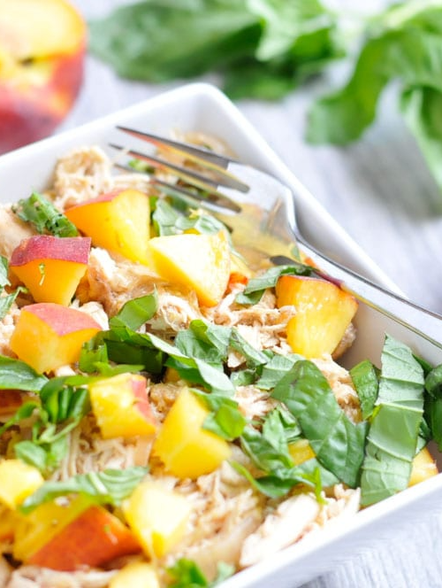 Slow Cooker Peach Chicken with Basil